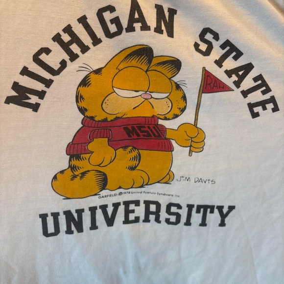 Vintage 70’s Michigan State University Garfield Graphic L T-Shirt - Picture 1 of 5